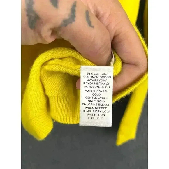 Ann Taylor Loft Yellow Top SMALL Petite Cotton Rayon Blend Women's - Picture 6 of 9